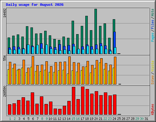 Daily usage for August 2026