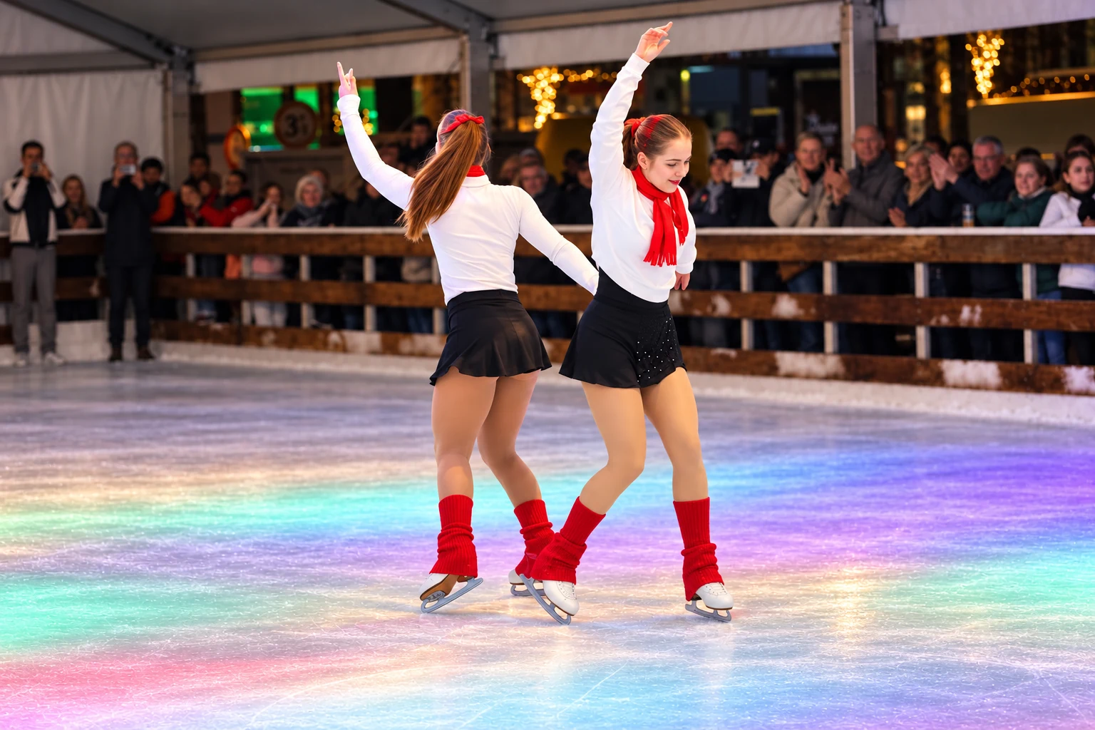 Magic on Ice — twee kunstschaatsers op een sfeervolle tijdelijke ijsbaan