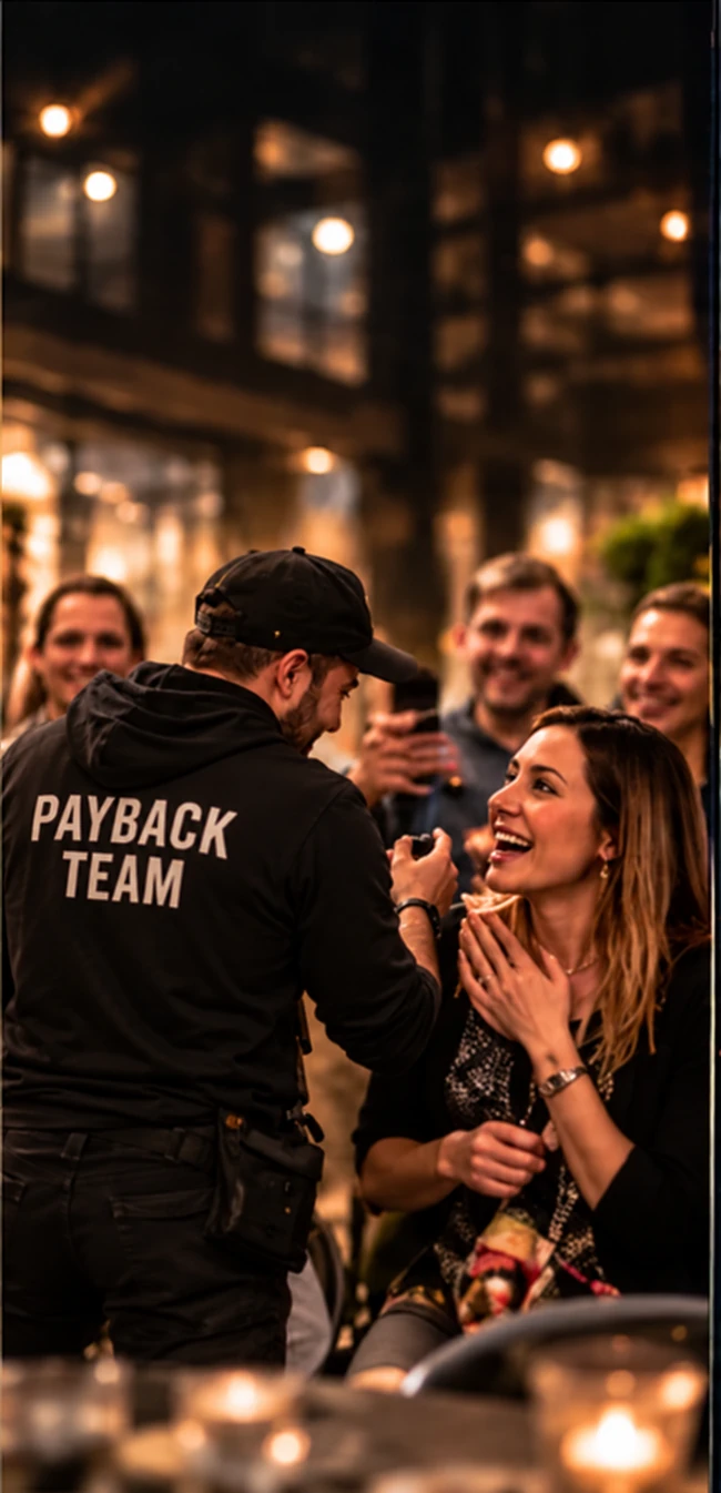 Payback Team met herkenbaar rugopschrift