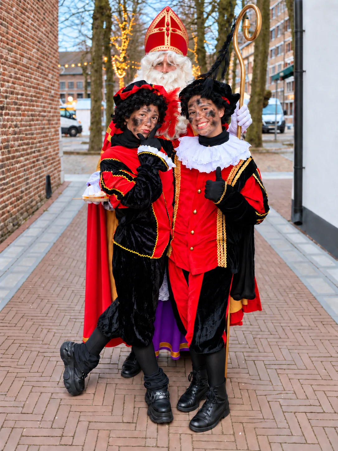 Sinterklaas en roetpieten tijdens een bezoek